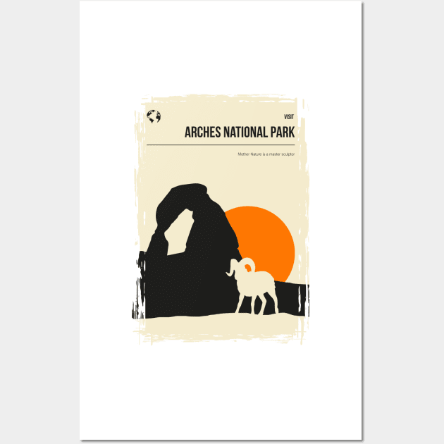 Arches National Park Minimal Vintage Travel Poster Wall Art by jornvanhezik